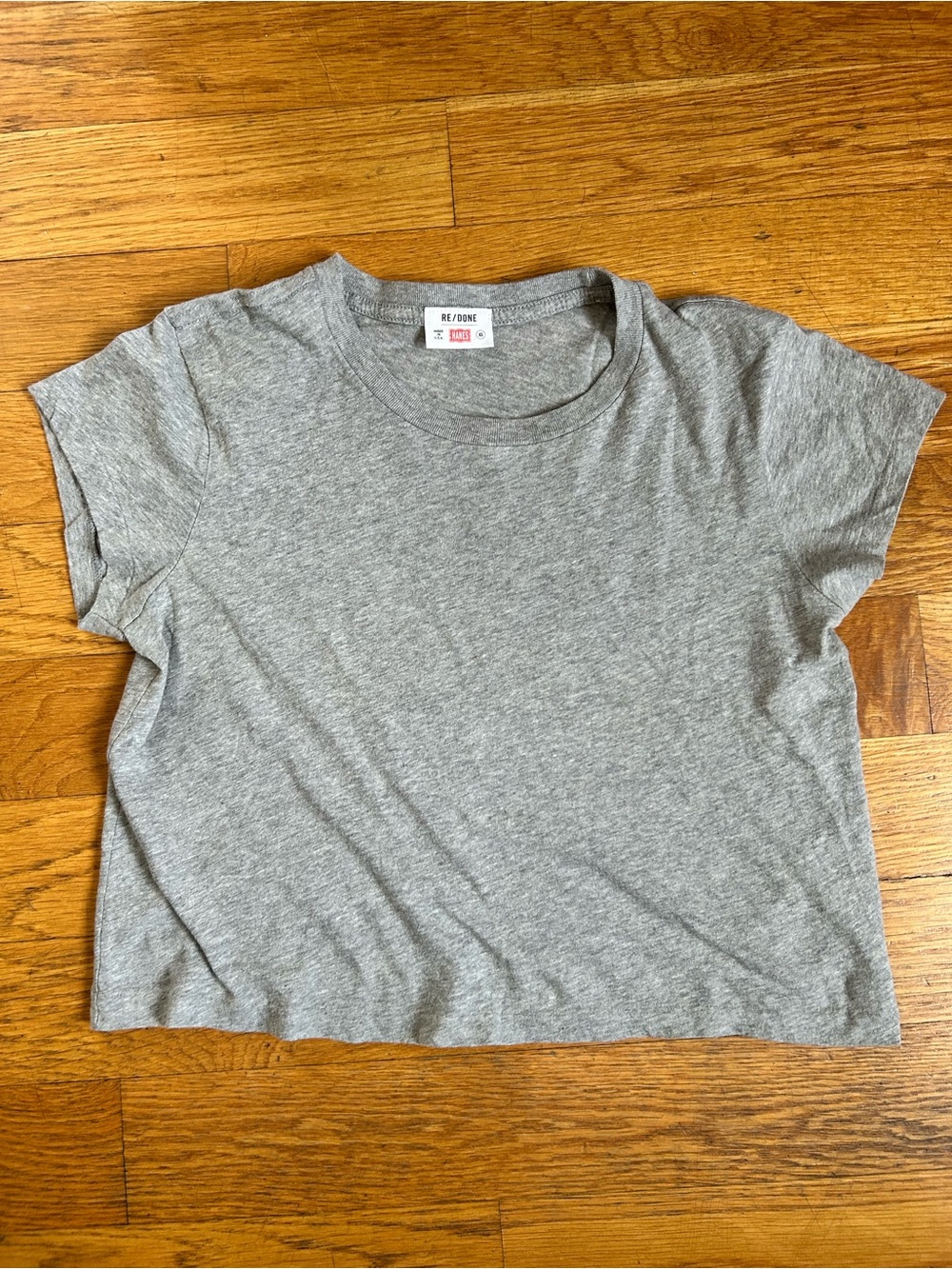 RE/DONE womens gray cotton knit crew neck short sleeve t-shirt XS